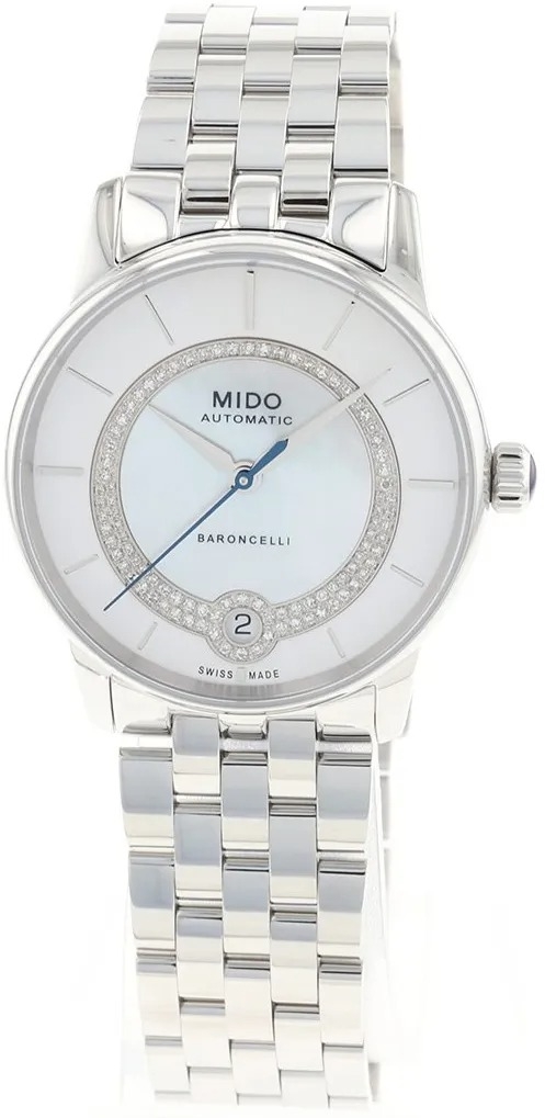 Mido Damklocka M037.807.11.031.00 Baroncelli Vit/Stål Ø33 mm - Mido