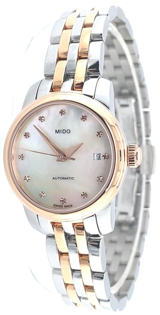 Mido Damklocka M039.007.22.106.00 Baroncelli Vit/Roséguldstonat - Mido