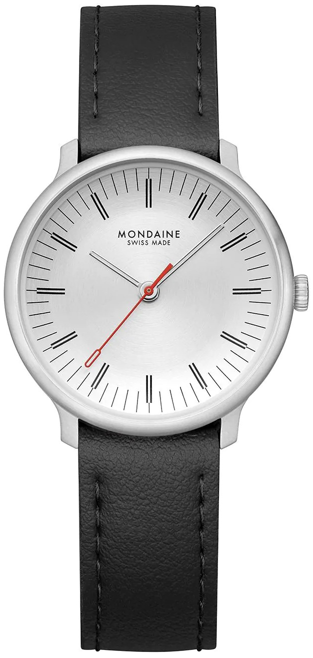 Mondaine Damklocka MLE.33110.LBV Doppio Silverf&auml;rgad/L&auml;der &Oslash;33 mm