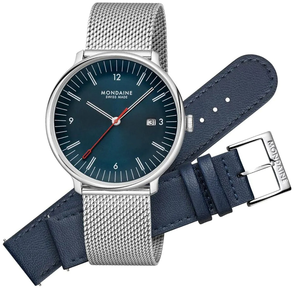 Mondaine Herrklocka MLE.41240.LQV.SET Doppio Blå/Stål Ø41 mm