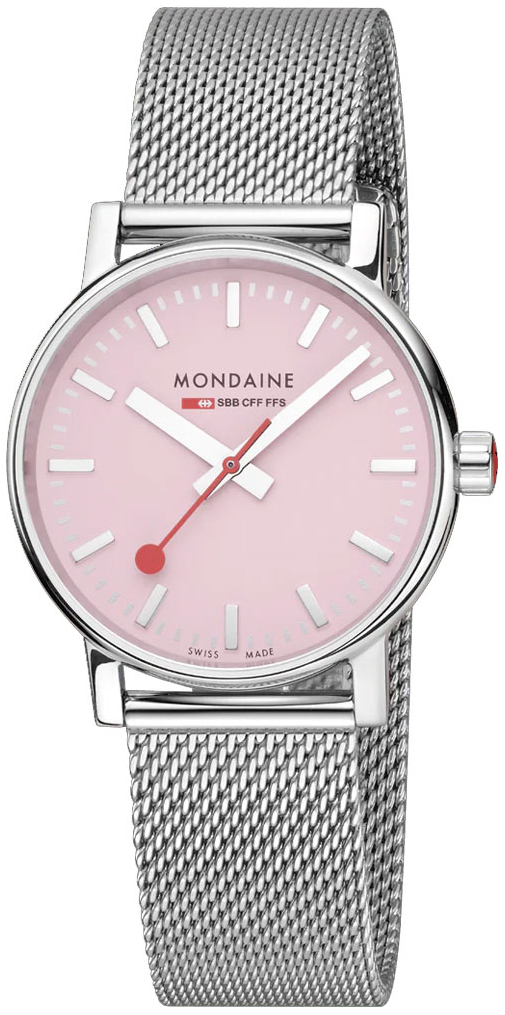 Mondaine Damklocka MSE.35130.SM Evo2 Rosa/Stål Ø35 mm - Mondaine