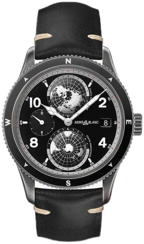 Montblanc Herrklocka 128257 Geosphere Svart/Läder Ø42 mm - Montblanc