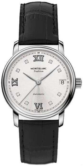 Montblanc Damklocka 128689 Tradition Silverfärgad/Läder Ø32 mm - Montblanc
