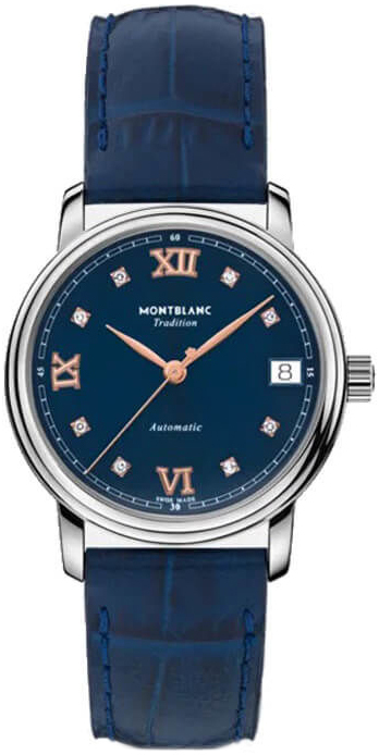 Montblanc Damklocka 129642 Tradition Blå/Läder Ø32 mm - Montblanc
