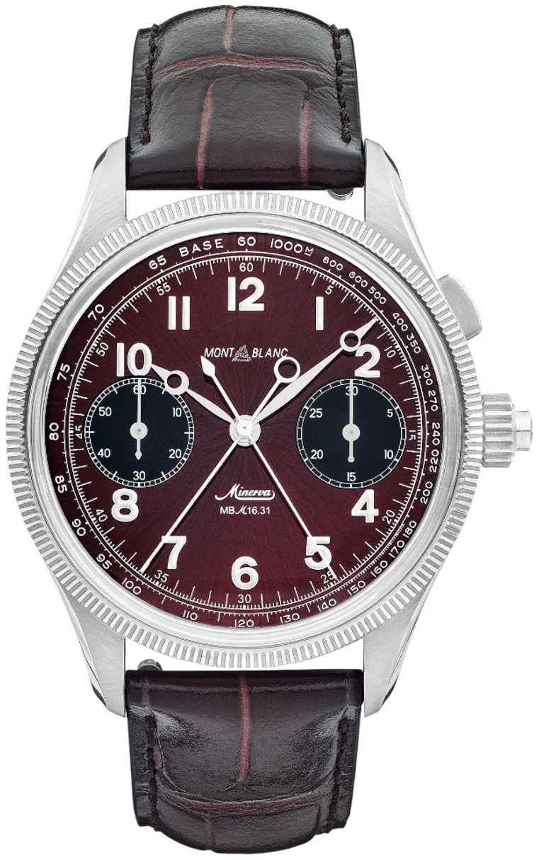 Montblanc 1858 Herrklocka 134029 Brun/L&auml;der &Oslash;44 mm