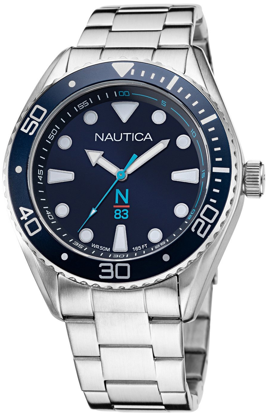 Nautica Herrklocka NAPFWF118 Finn Bl&aring;/St&aring;l &Oslash;44 mm