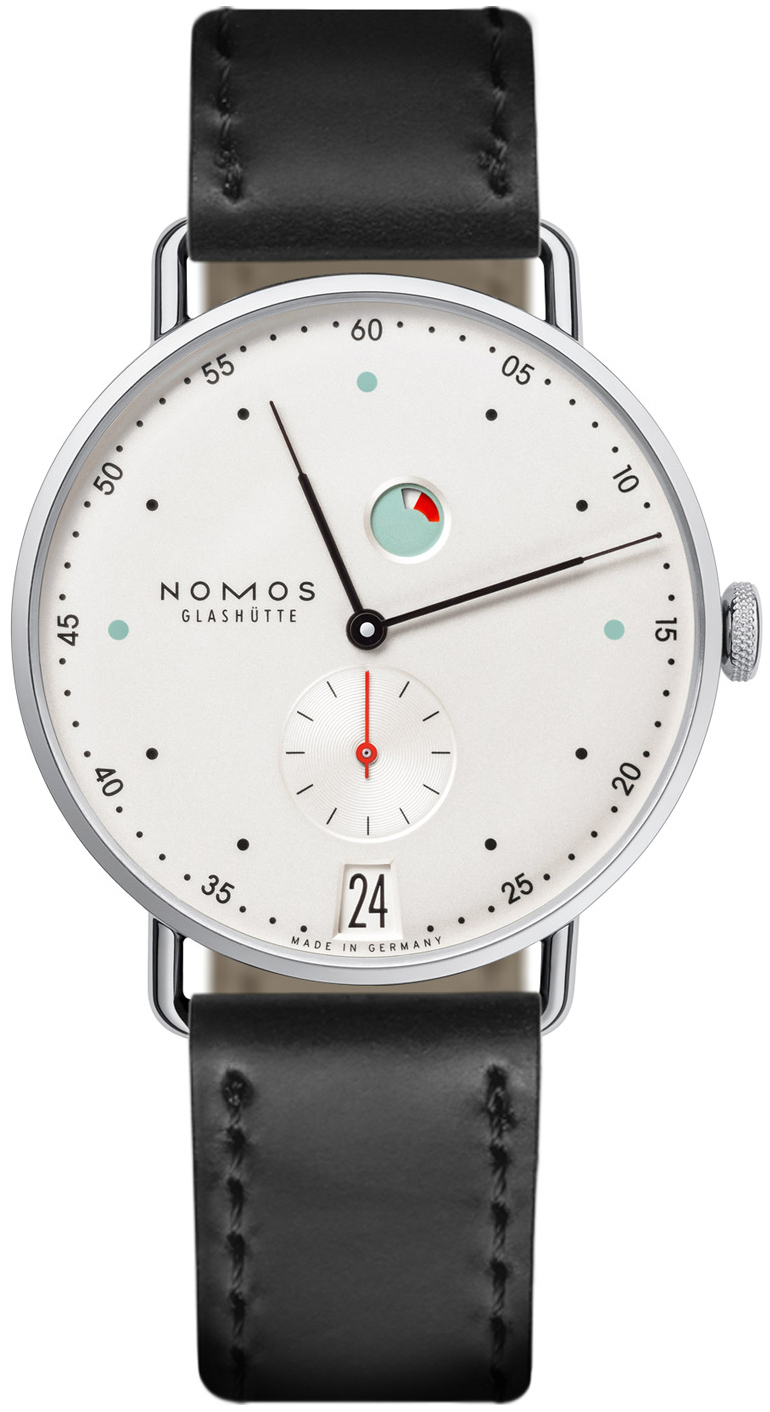 Nomos Glashütte Herrklocka N-1101 Metro Silverfärgad/Läder Ø37 mm - Nomos Glashütte