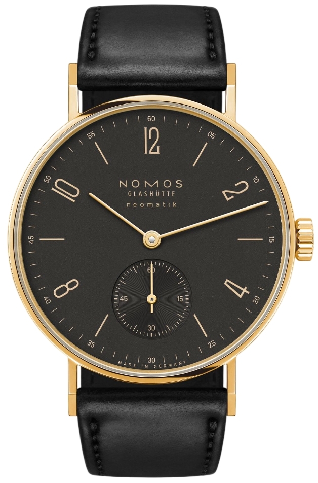 Nomos Glashütte Herrklocka N-163 Tangente Gold Neomatik Svart/Läder - Nomos Glashütte
