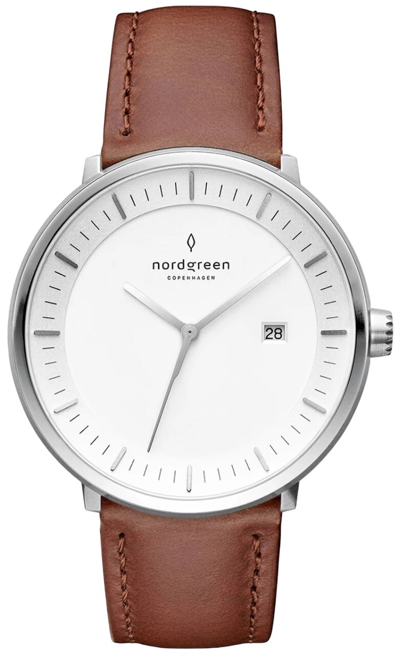 Nordgreen PH36SILEBRXX Philosopher Vit/Läder Ø36 mm - Nordgreen