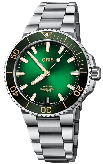 Oris Herrklocka 01 400 7769 4127-07 8 22 09PEB Aquis Grön/Stål - Oris