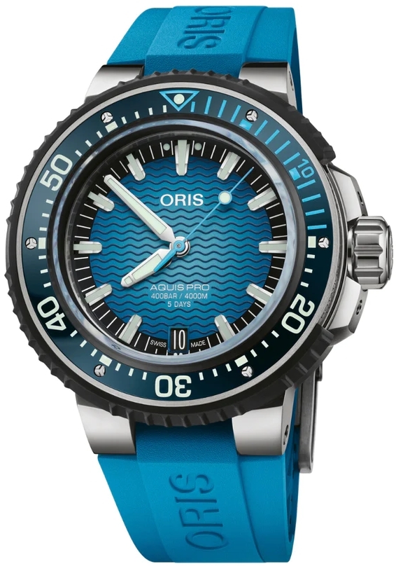 Oris Herrklocka 01 400 7777 7155-SET Aquis Blå/Gummi Ø49.5 mm - Oris