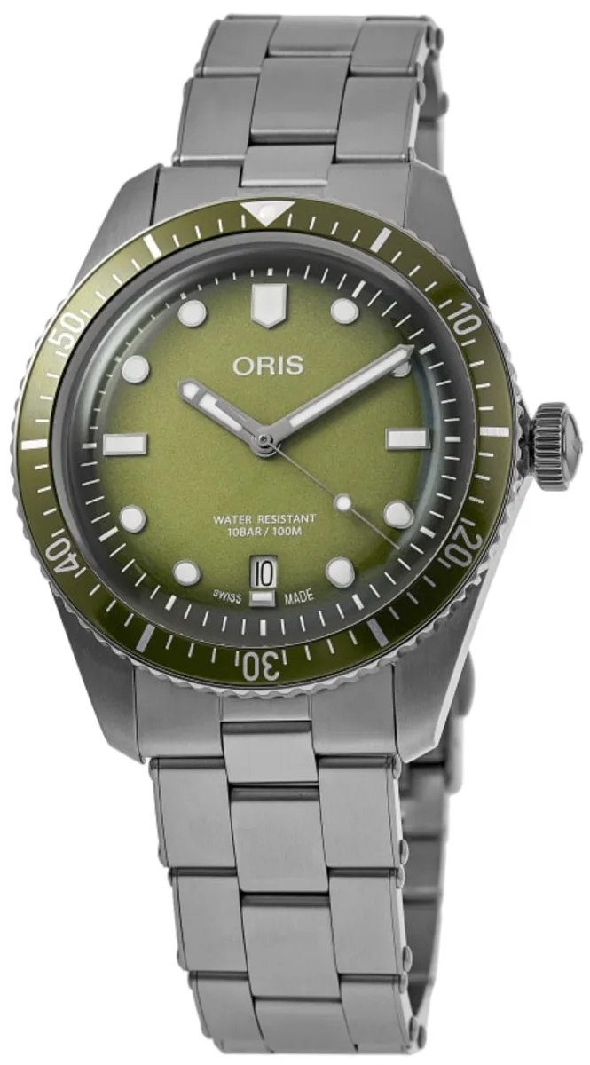 Oris Herrklocka 01 733 7707 4057-07 8 20 18 Divers Grön/Stål Ø40 mm - Oris