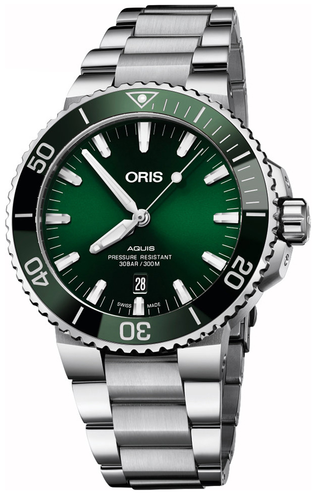 Oris Herrklocka 01 733 7730 4157-07 8 24 05PEB Aquis Grön/Stål - Oris