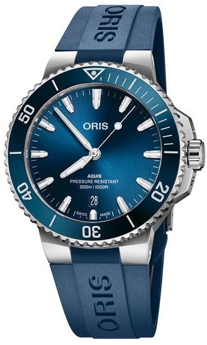 Oris Herrklocka 01 733 7787 4135-07 4 22 35FC Aquis Blå/Gummi Ø41.5 - Oris