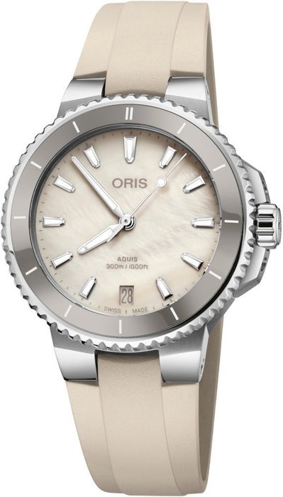 Oris Damklocka 01 733 7792 4151-07 4 19 61FC Aquis Vit/Gummi Ø36.5 mm - Oris