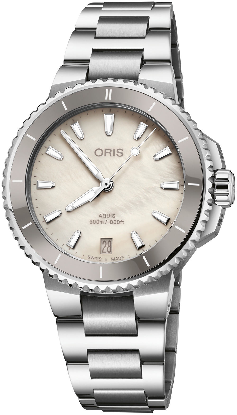 Oris Damklocka 01 733 7792 4151-07 8 19 05P Aquis Vit/Stål Ø36.5 mm - Oris