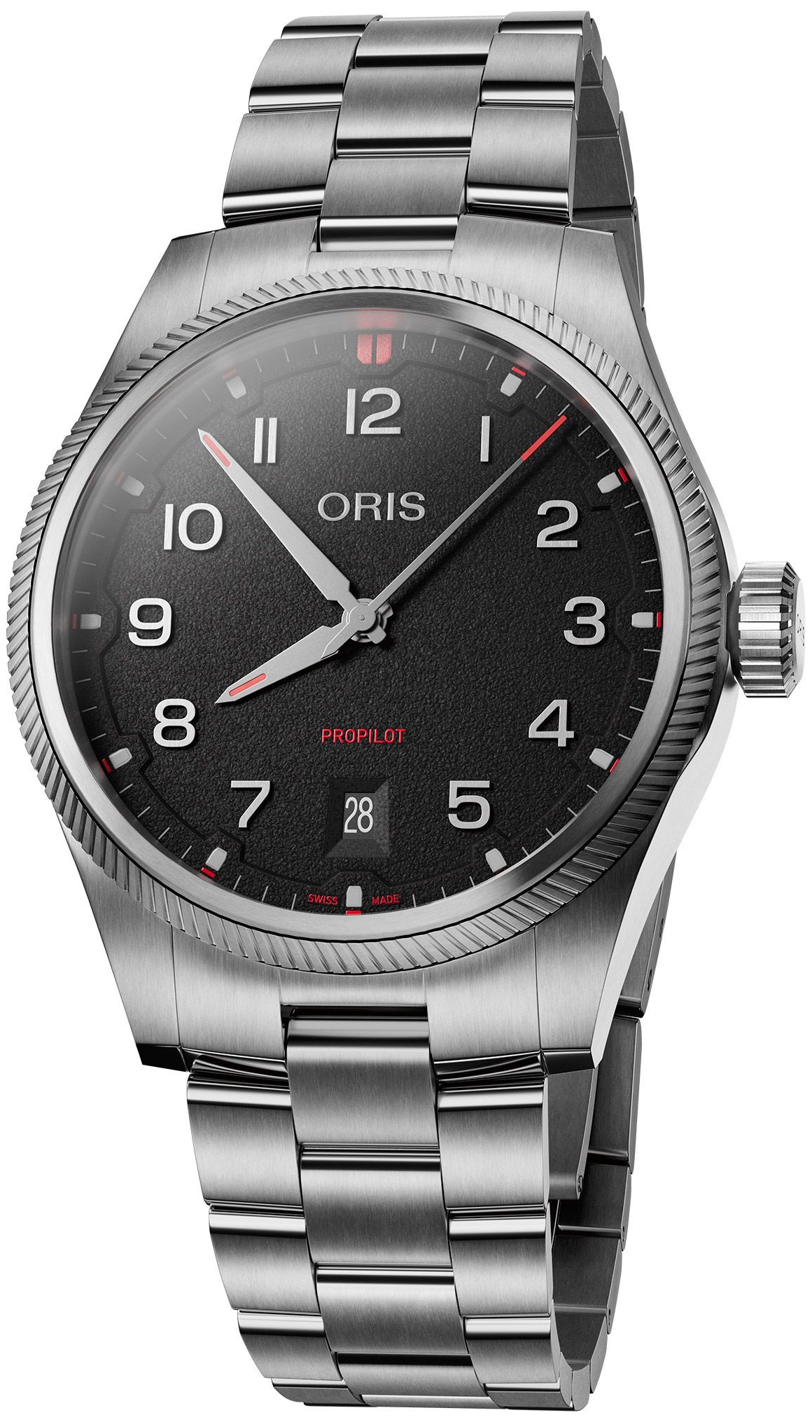Oris Herrklocka 01 733 7805 4164-07 8 20 04LC Propilot Svart/St&aring;l