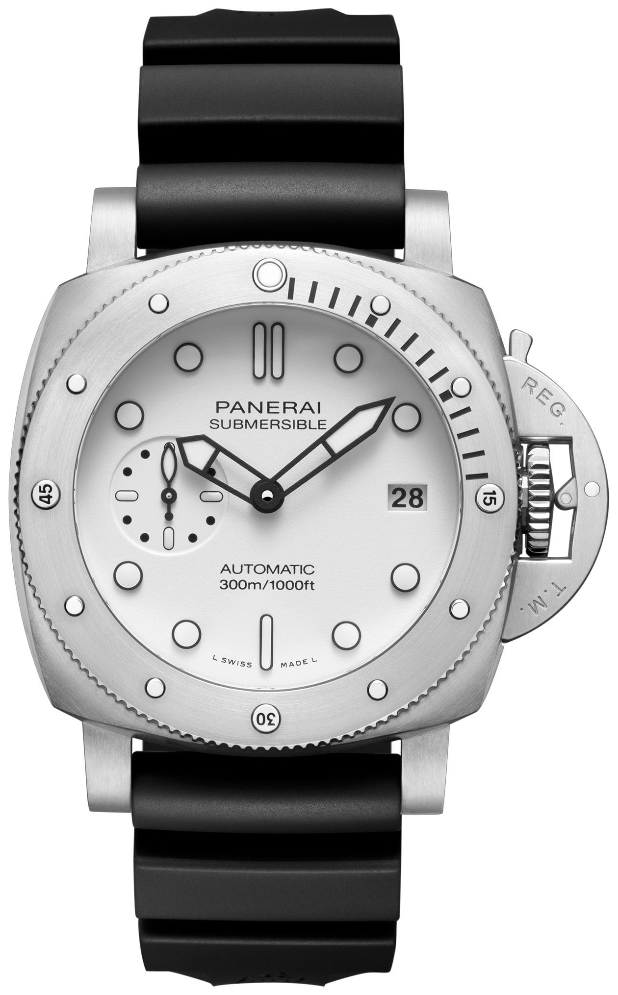 Panerai Herrklocka PAM01590 Submersible Vit/Gummi &Oslash;42 mm