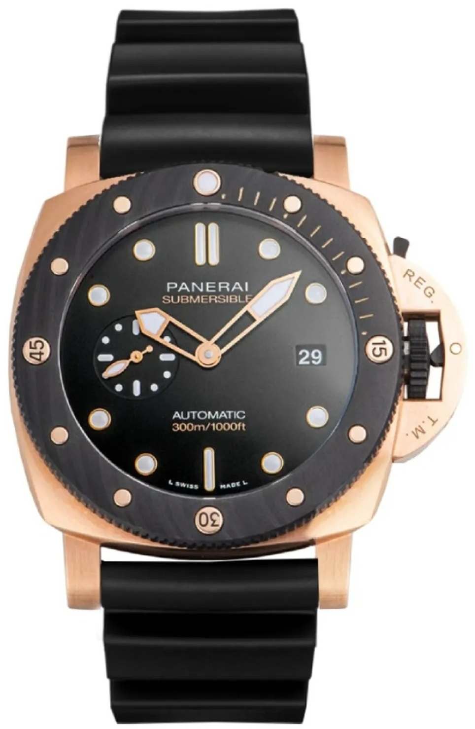 Panerai Herrklocka PAM02070 Submersible Svart/Gummi Ø44 mm - Panerai