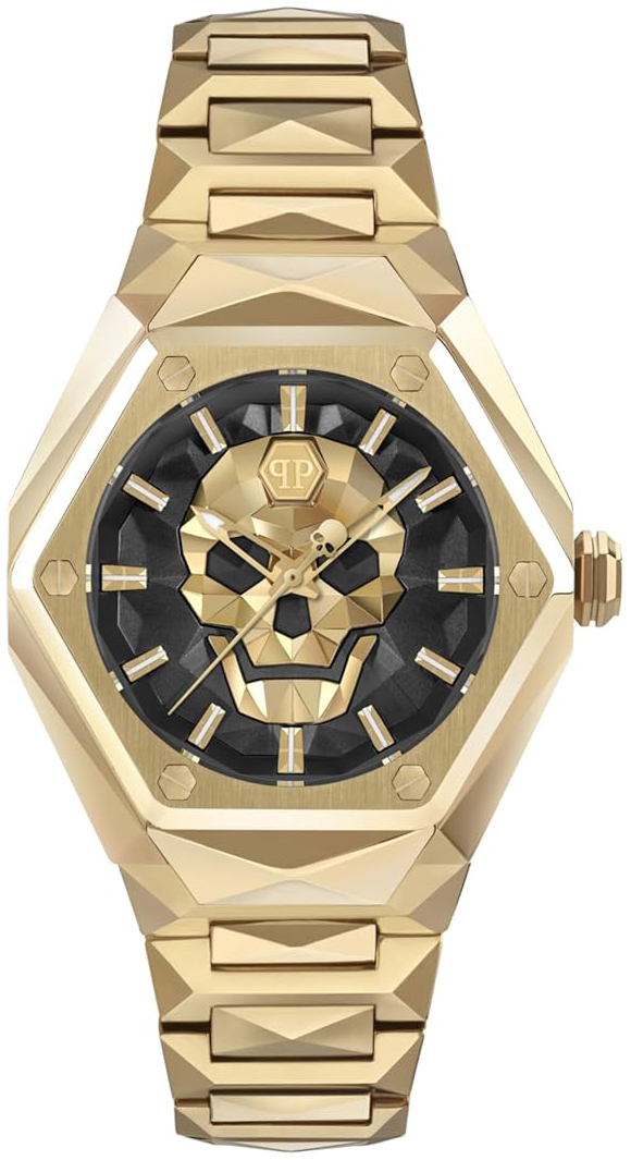 Philipp Plein Damklocka PWADA0524 The Skull Svart/Gulguldtonat stål - Philipp Plein