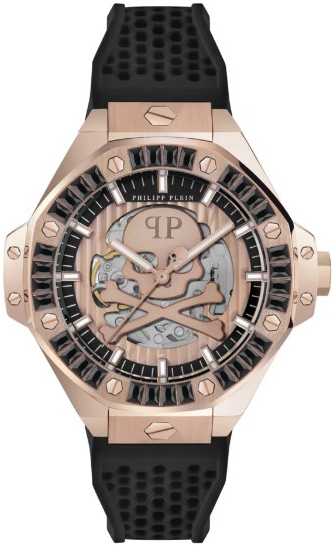Philipp Plein Herrklocka PWPFA0324 The Skeleton Roséguldstonad/Gummi - Philipp Plein