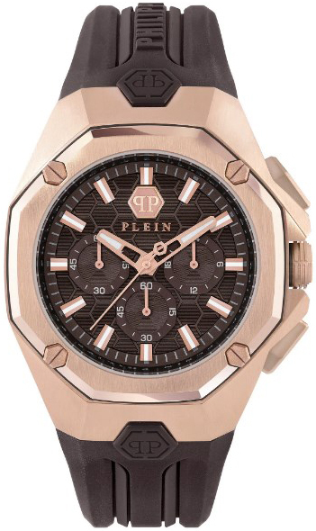 Philipp Plein Herrklocka PWTBA0223 Octagon Brun/Gummi Ø44 mm - Philipp Plein