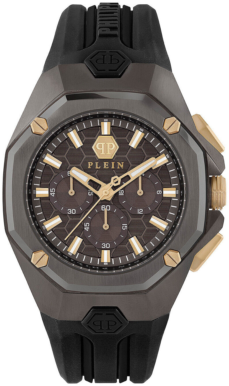 Philipp Plein Herrklocka PWTBA0323 Octagon Brun/Gummi Ø44 mm - Philipp Plein