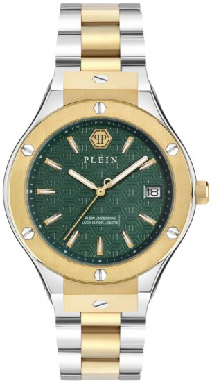 Philipp Plein Herrklocka PWUFA0525 Underdog Gr&ouml;n/Gulguldtonat st&aring;l