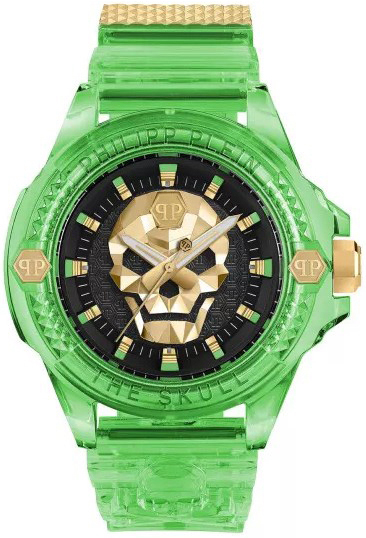 Philipp Plein Herrklocka PWWAA0924 The Skull Svart/Gulguldtonat stål - Philipp Plein