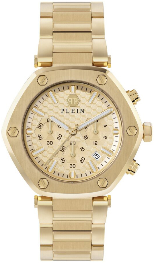 Philipp Plein PWZBA0523 The Hexagon Guld/Gulguldtonat stål Ø42 mm - Philipp Plein