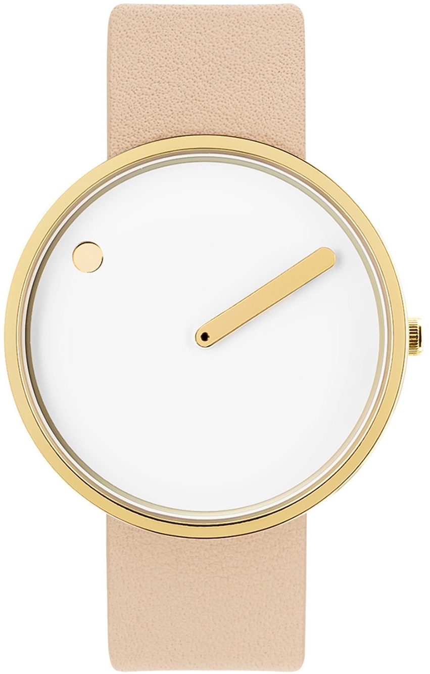 PICTO Damklocka 43321-6320G Classic Vit/Läder Ø40 mm - PICTO