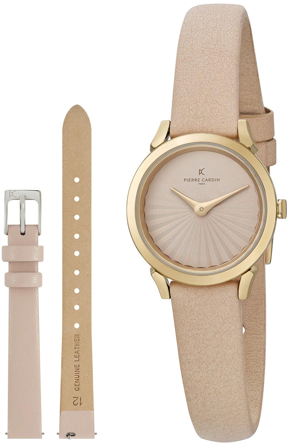 Pierre Cardin Damklocka CPI.2508 Pigalle Plissee Beige/Läder Ø27 mm - Pierre Cardin