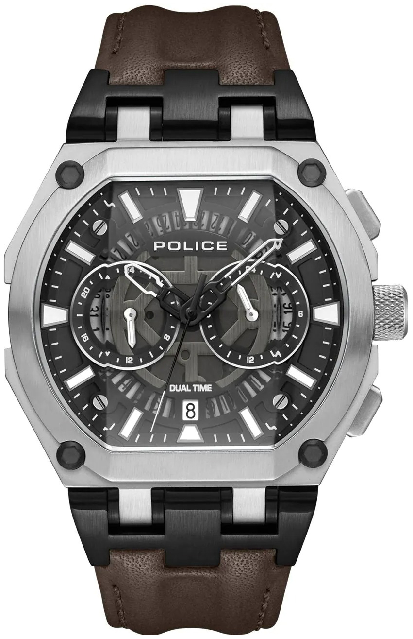 Police Herrklocka PEWGF0054403 Shield Svart/L&auml;der &Oslash;45 mm