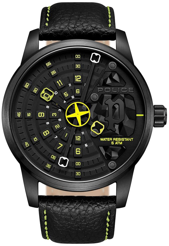 Police Herrklocka PEWJA0022101 Avondale Svart/L&auml;der &Oslash;46 mm