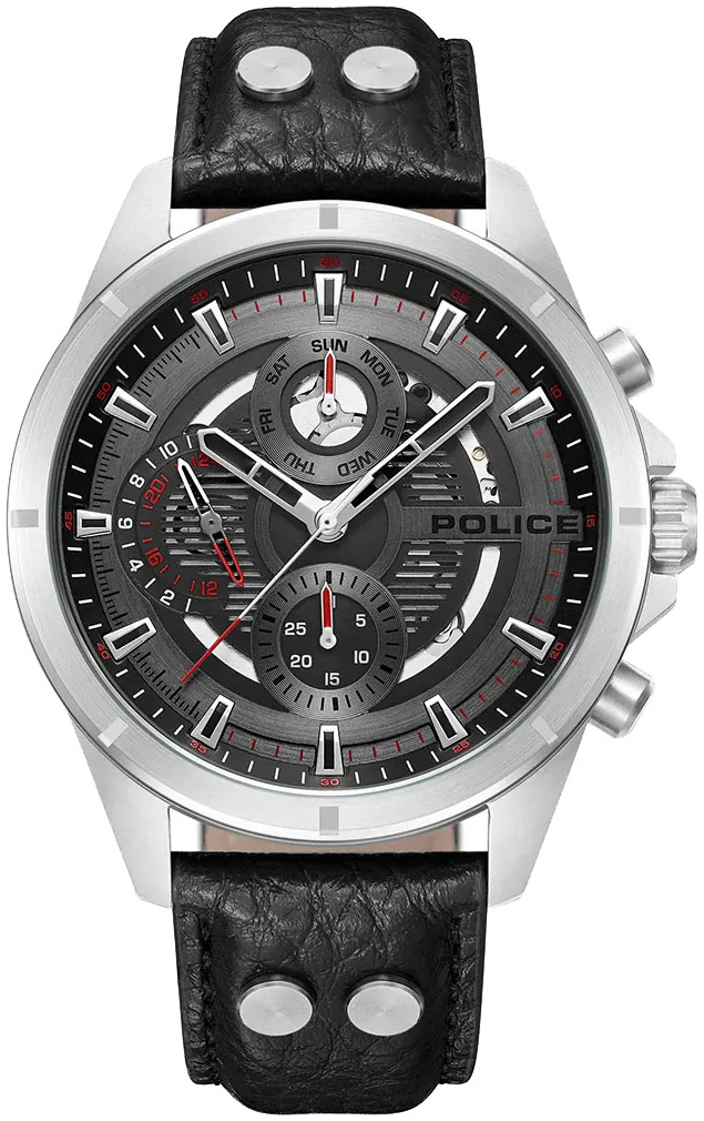 Police Herrklocka PEWJF0004601 Malawi Grå/Läder Ø45 mm - Police