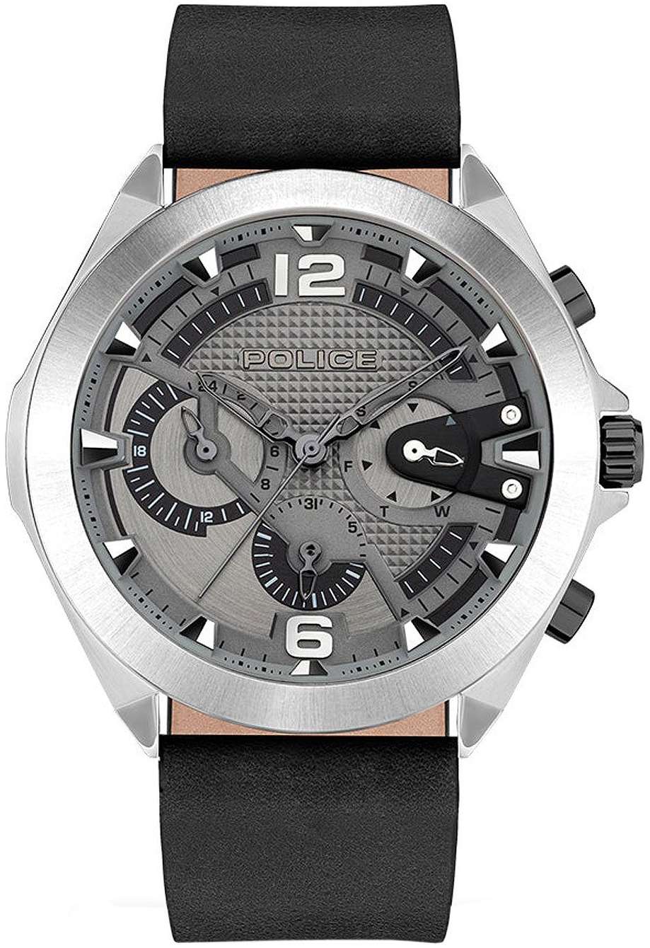 Police Herrklocka PEWJF2108701 Grå/Läder Ø46 mm - Police