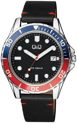 Q&Q Herrklocka A172J342Y Classic Svart/Läder Ø43 mm - Q&Q