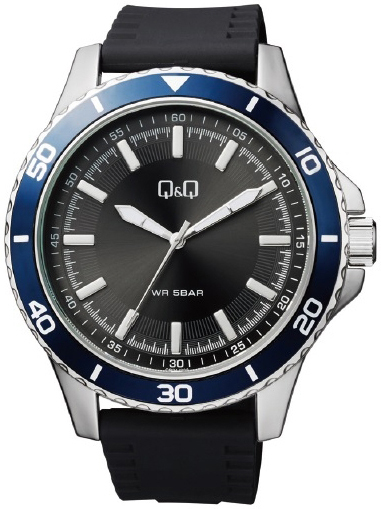Q&Q Herrklocka QB24J302Y Classic Svart/Gummi Ø48 mm - Q&Q