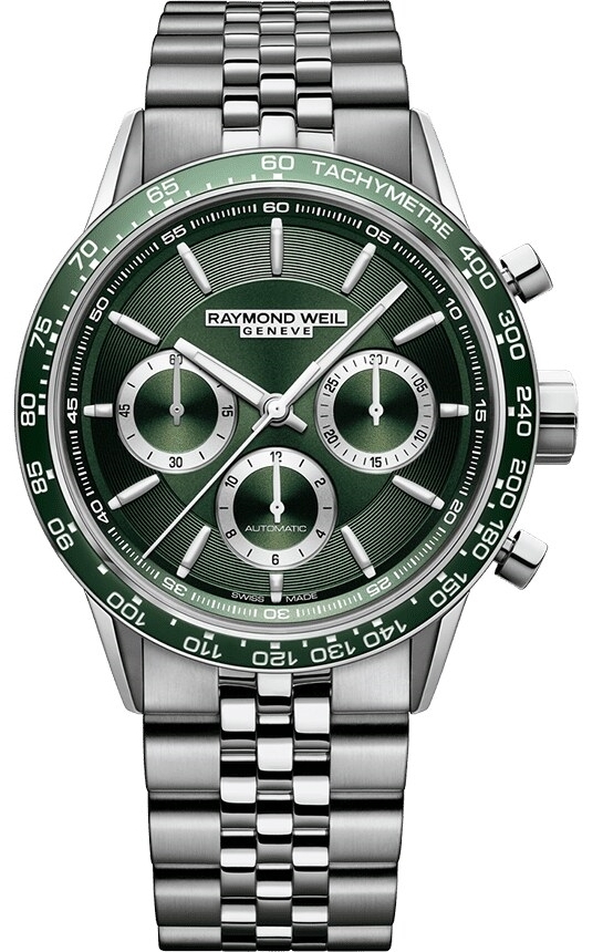 Raymond Weil Herrklocka 7741-ST7-52021 Freelancer Grön/Stål Ø43.5 - Raymond Weil