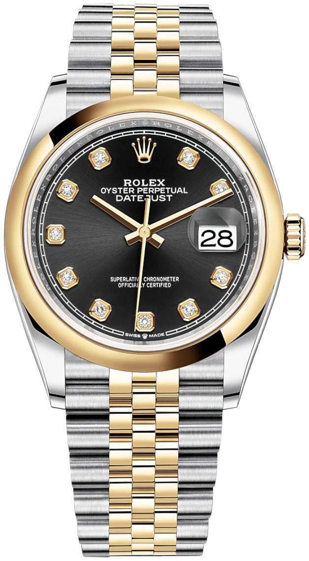 Rolex Damklocka 126203-0021 Datejust 36 Svart/18 karat gult guld Ø36 - Rolex
