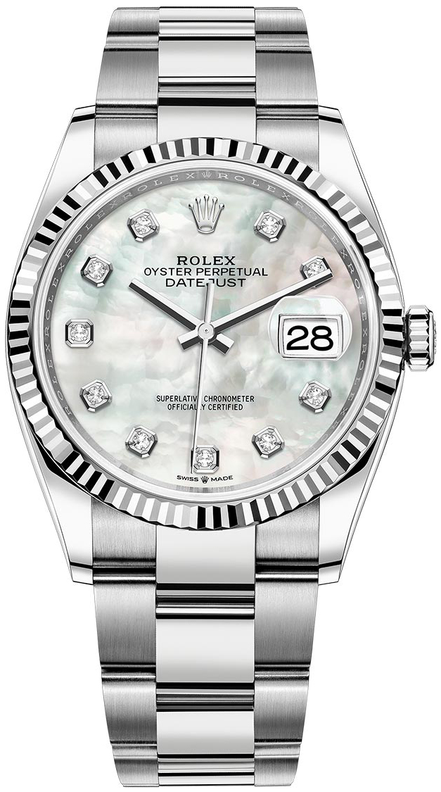 Rolex Damklocka 126234-0020 Datejust 36 Vit/Stål Ø36 mm - Rolex