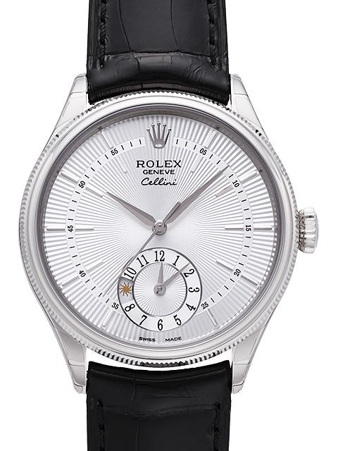 Rolex Cellini Dual Time Herrklocka 50529-0006 Silverfärgad/Läder Ø39 mm