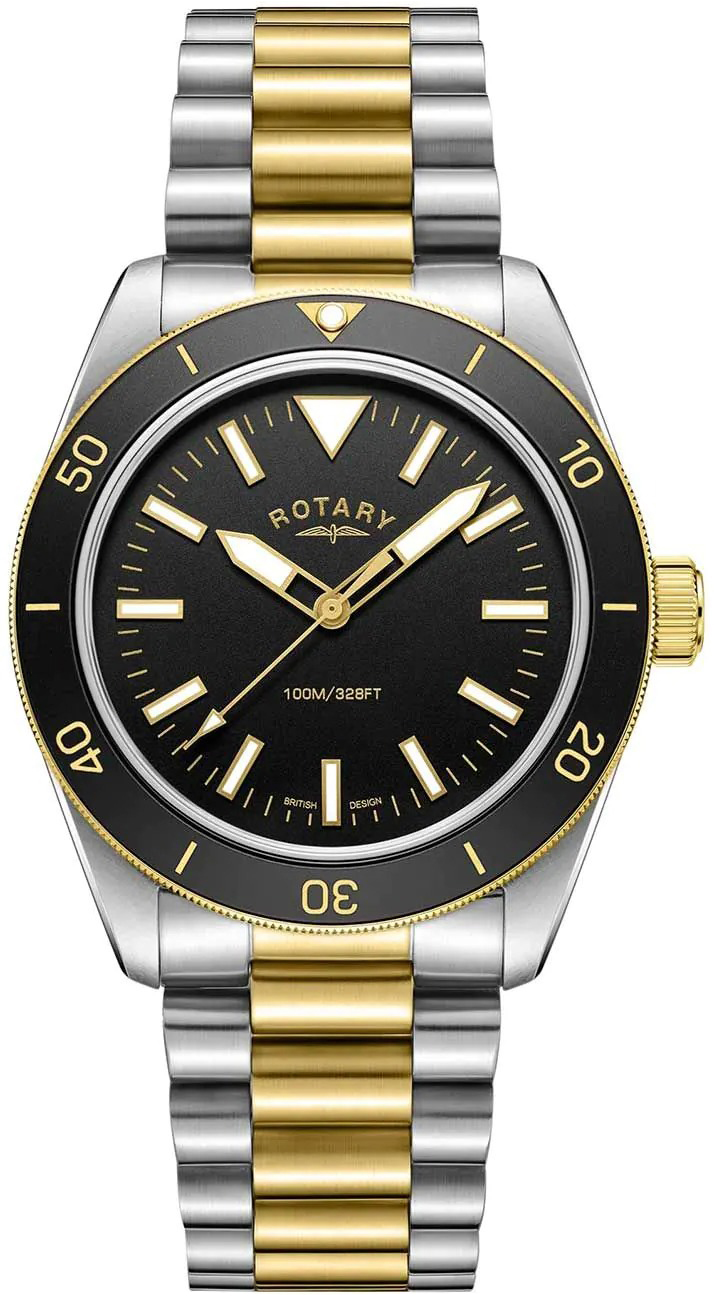 Rotary Herrklocka GB05661/04 Heritage Svart/Gulguldtonat stål Ø41 mm - Rotary