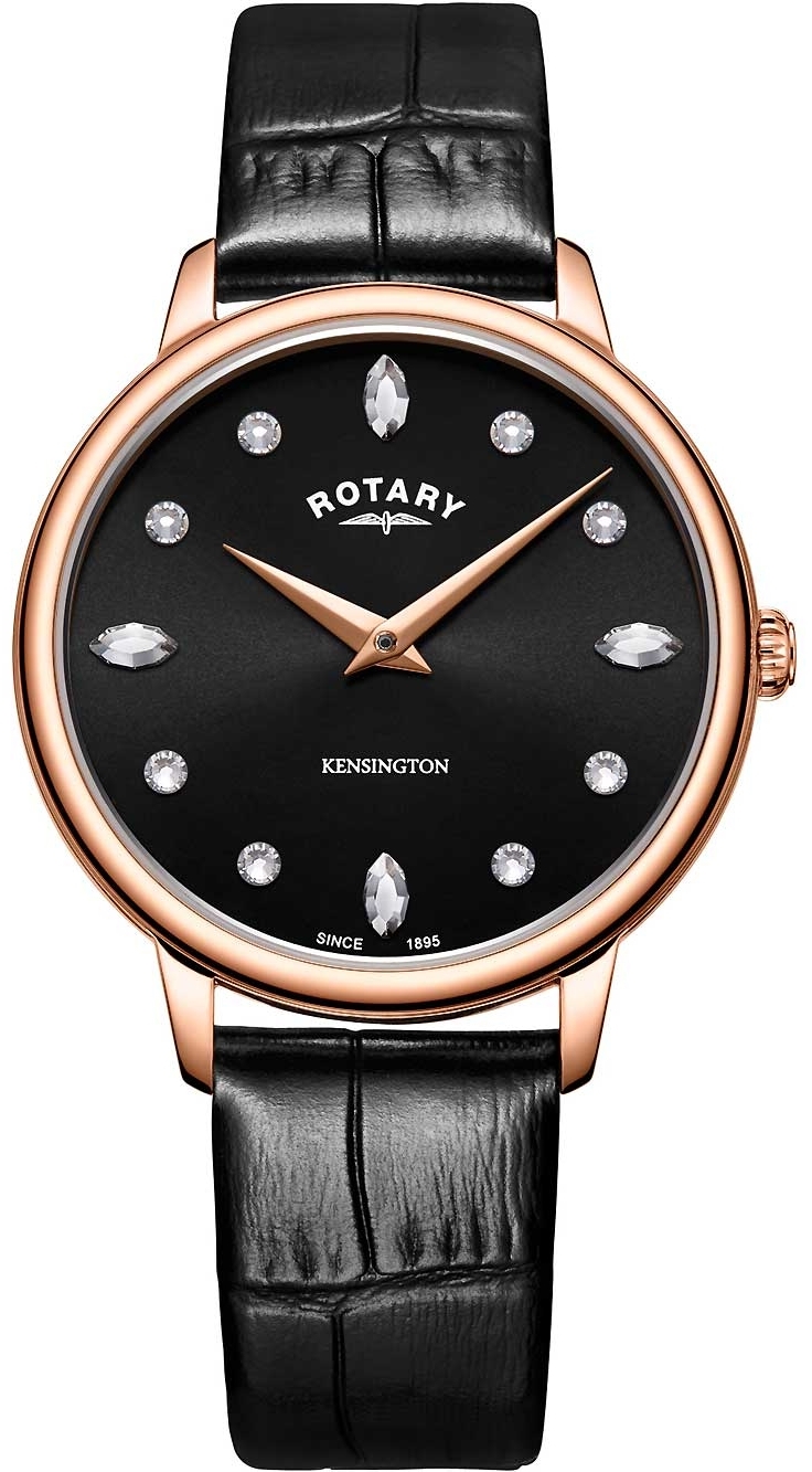 Rotary Damklocka LS05174/04 Kensington Svart/Läder Ø35 mm - Rotary