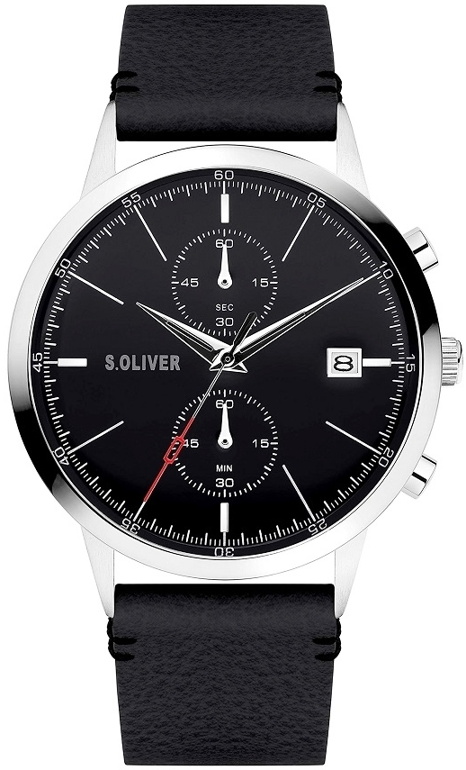 s.Oliver Herrklocka SO-4124-LC S.Oliver Classic Svart/Läder Ø44 mm