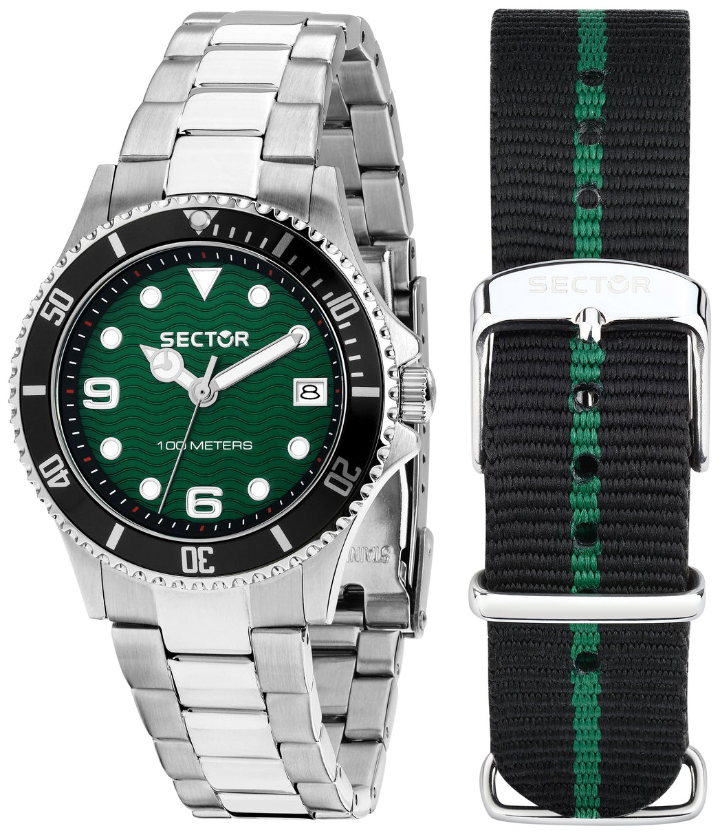 Sector 230 Herrklocka R3253161546 Gr&ouml;n/St&aring;l &Oslash;43 mm