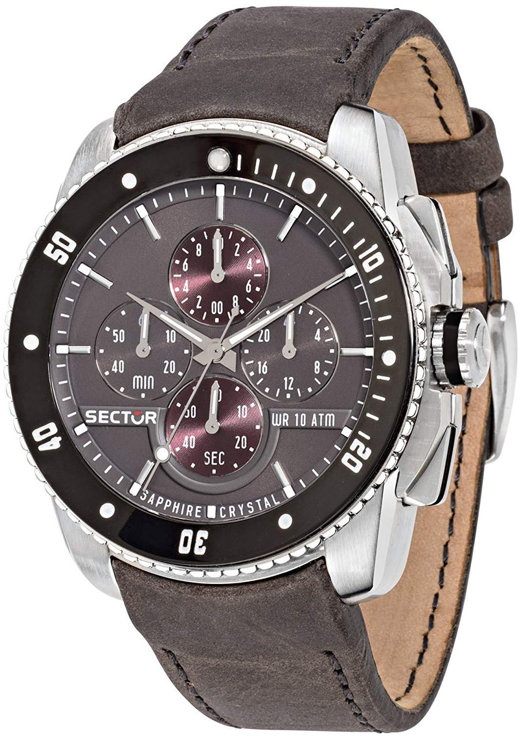 Sector Herrklocka R3271903004 Grå/Läder Ø45 mm - Sector