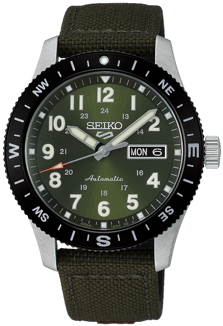 Seiko 5 Herrklocka HDB008K1 Grön/Textil Ø41 mm