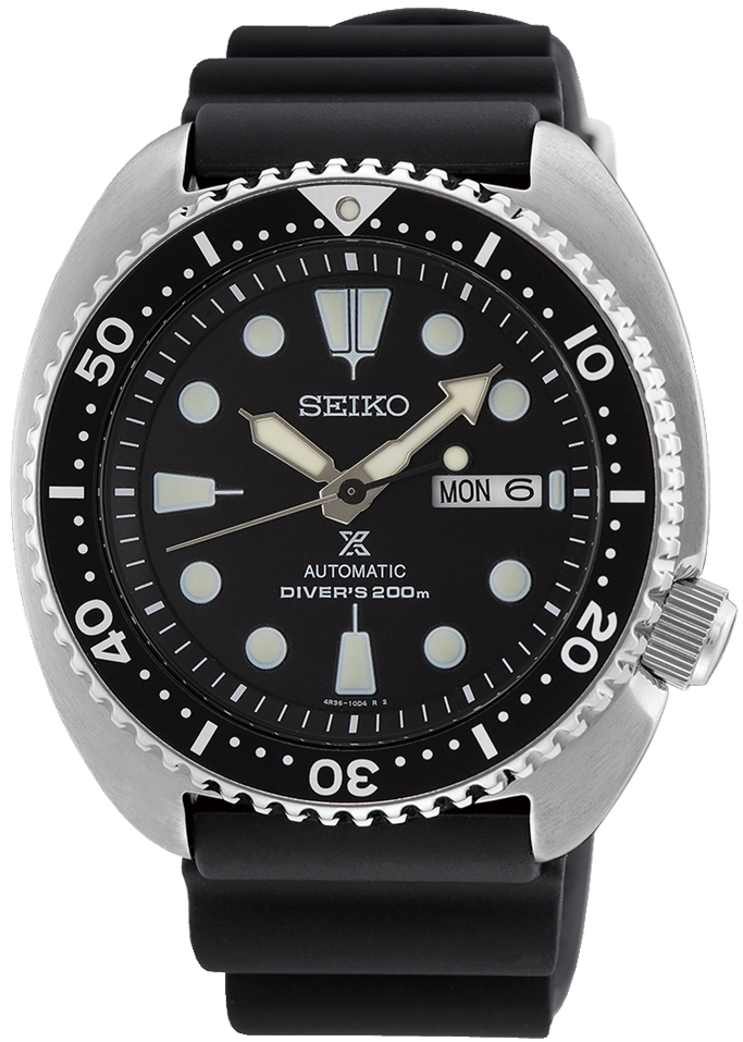 Seiko Herrklocka SRPE93K1 Prospex Turtle Svart/Gummi Ø45 mm - Seiko