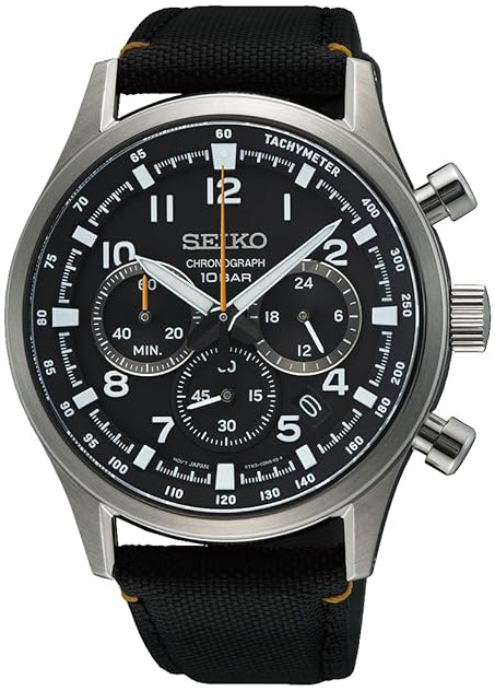 Seiko Herrklocka SSB449P1 Sport Svart/Läder Ø43 mm - Seiko